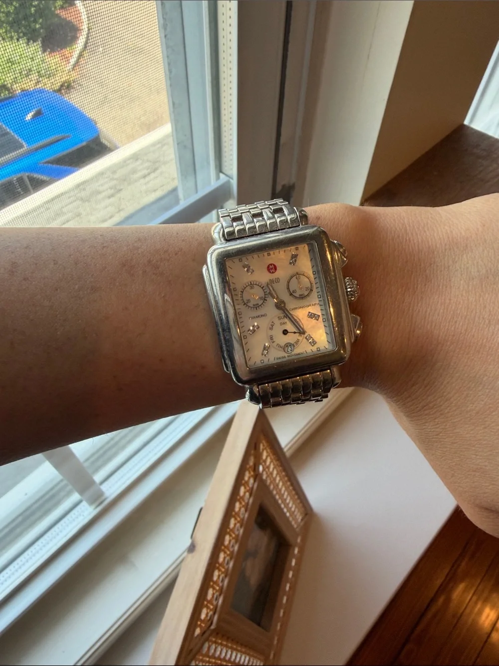 MICHELE Stainless Steel Diamond Accent Women's Watch - Silver & White